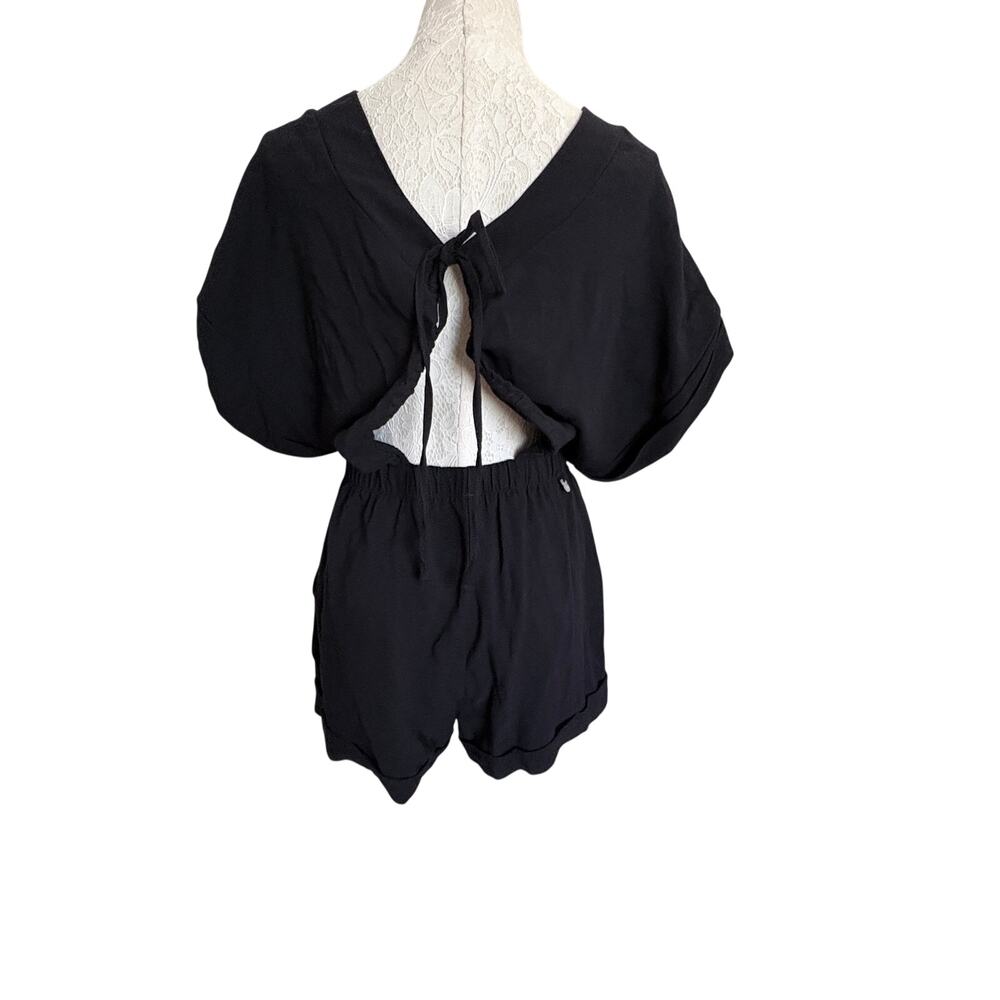 Malai Amalfi V-Neck Romper Small Black Tie Back Resort Anthropologie Party - Picture 3 of 8